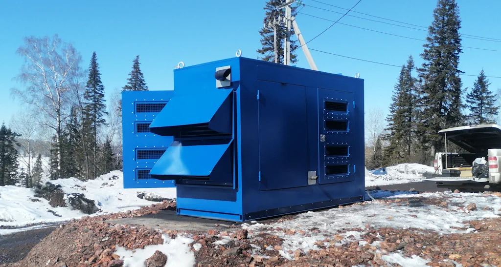 Дизель-генератор трехфазный мощностью 100 кВт в кожухе Дизель-генератор ЭТРО 100 кВт под капотом двигатель Yuchai